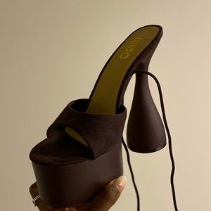 Good quality brown lace up heels